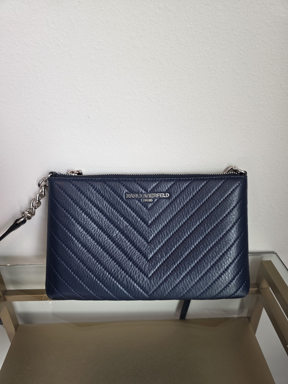 Karl Lagerfeld Navy Quilted Leather Crossbody